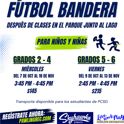 Fall 2026 flag football flyer (Spanish)