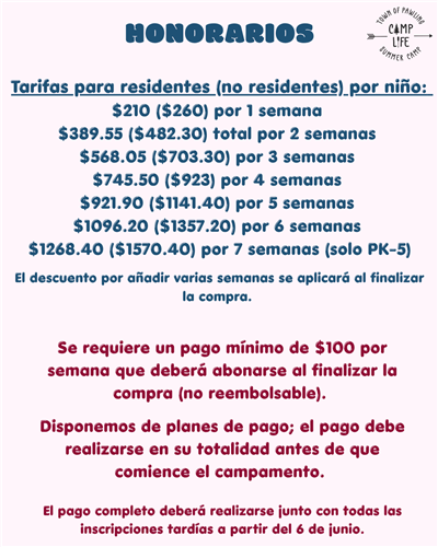 Camp Fees (Spanish)